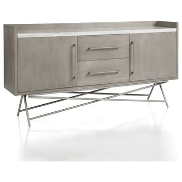 Modus Coral Marble Top Rectangular Sideboard in Antique Grey