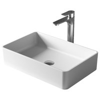 Karran White Acrylic 21" Rectangular Vessel Sink and Faucet Kit, Stainless Steel