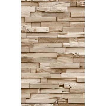 Rustic Wood Look Textured Wallpaper, Light Brown, Sample