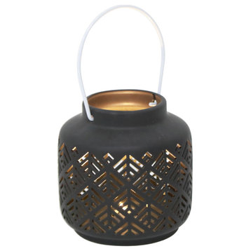 5.5In Led Herringbone Ceramic Lantern