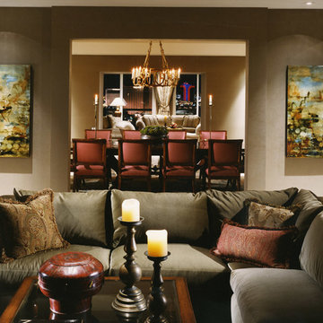 Den looking through Dining Room to Living Room