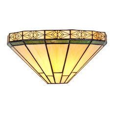 BELLE, Tiffany-style 1 Light Mission Wall Sconce, 12" Wide