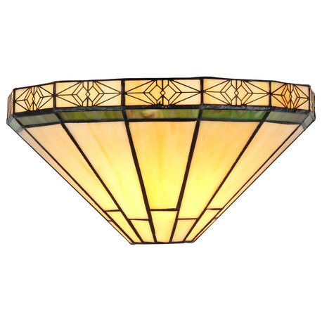 BELLE, Tiffany-style 1 Light Mission Wall Sconce, 12" Wide