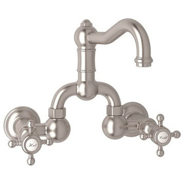 Rohl Acqui 1.2 GPM Lavatory Faucet with 2 Cross Handles, Satin Nickel