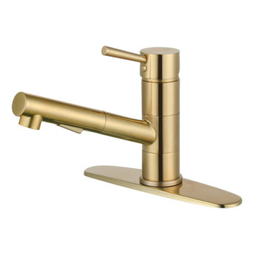 Gourmetier LS8403DL Concord Single-Handle Pull-Out Kitchen Faucet, Brushed Brass