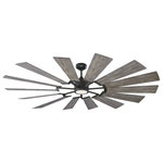 Monte Carlo Fan Company - Monte Carlo Fan Company Prairie 72" Ceiling Fan, Aged Pewter - A stunning windmill-inspired aesthetic with 14 blades and a stately 72" blade sweep makes the Prairie Grand ceiling fan from Monte Carlo a bold and beautiful design.is offered in two distinct finish options: Aged Pewter with Light Grey Weathered Oak blades and Brushed Steel with Washed Grey/Silver reversible blades. An integrated 15W LED downlight with 740 net lumens is covered with a frosted Lexan shade. An included 6-speed remote control adds to the functionality of this fan. All Prairie Grand fans come with a finishing cap for use with out a light kit.