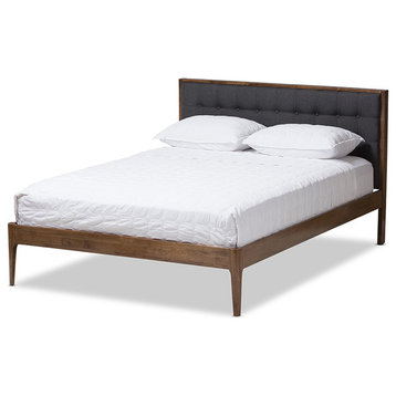 Jupiter Modern Gray Upholstered Button-Tufted Queen Size Platform Bed