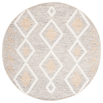 Safavieh Vermont Vrm601D Moroccan Rug, Gold and Ivory, 6'0"x6'0" Round