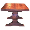 Knotty Alder Trestle Table -3" Thick Top, Medium Pine