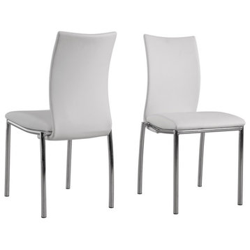 PU upholstery side dining chair in white color
