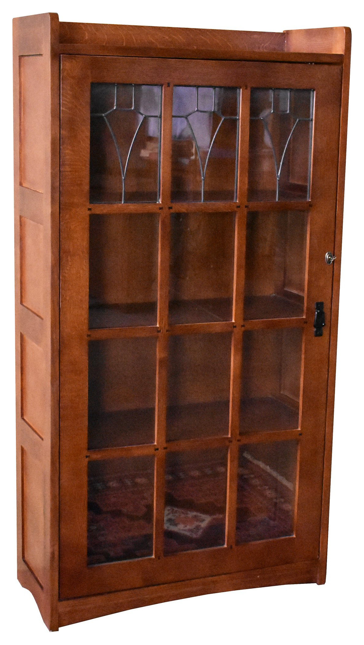 Mission Leaded Glass Bookcase With Lock and Key Craftsman Bookcases by Crafters and