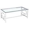 Uptown Club Zuri Contemporary Glass Top Coffee Table in Silver