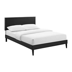 Modway Macie King Vinyl Platform Bed With Squared Tapered Legs MOD-5972-BLK
