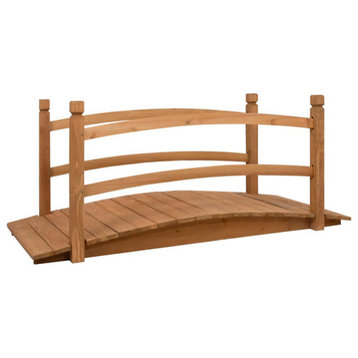 vidaXL Garden Bridge Wooden Arc Bridge with Safety Railings Solid Firwood