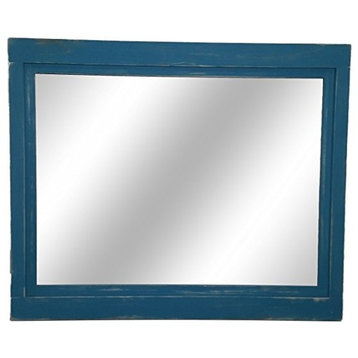 Coral Blue Farmhouse Style Vanity Mirror, 42"x30"
