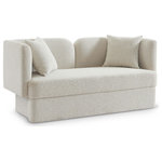 Meridian Furniture - Marcel Boucle Fabric Upholstered Loveseat, Cream - Bring artsy fun to your room with this Marcel cream boucle fabric loveseat. This eye-grabbing loveseat is part art, part functional seating item for your living room, bedroom, and beyond. The rich cream boucle fabric is soft and yielding against the skin, keeping you comfortable while you unwind and relax. The contemporary inspired design is bound to garner attention no matter where you choose to use it.