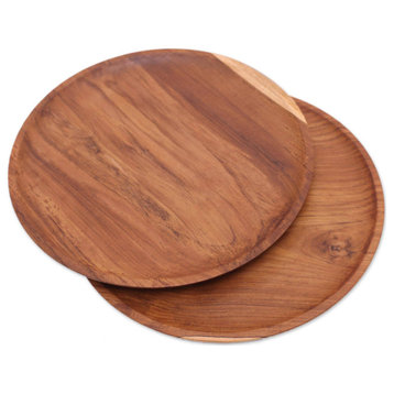 Novica Handmade Natures Course Teak Wood Plates (14 Inch)