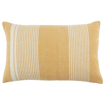 Jaipur Living Carinda Indoor/Outdoor Striped Poly Fill Lumbar Pillow 13x21, Gold