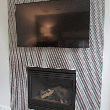 Tiled Fireplace Surround. Tile and Installation by Exact Tile Inc