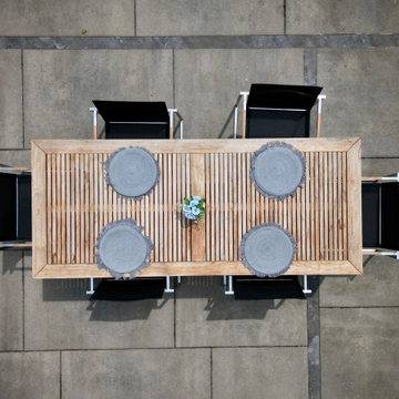 Outdoor Dining Space Defined by Large-Format Patio Slabs