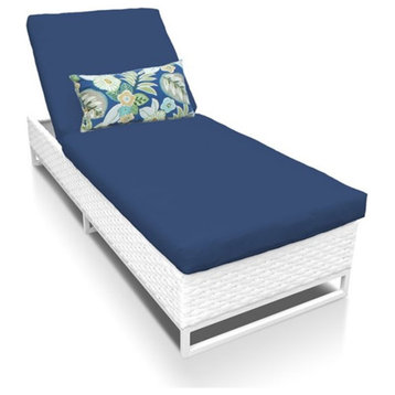 TK Classic Miami Wicker Patio Chaise Lounge in Navy
