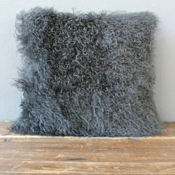 grey shearling pillow - Decorative Pillows