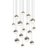 Grapes LED 16-Light Square Canopy Pendant, Satin Nickel, Assorted Grapes