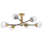 Hinkley Lighting - Hinkley Lighting Poppy 6-Light XL Semi-flush Mount, Black/Clear Seedy, 40696BK - Poppy features clear seedy glass spheres that bubble out of refined, ribbed fitters to create a simple, yet sophisticated silhouette. The dual-finish combinations, Black with Brushed Nickel and Black with Heritage Brass, pair perfectly with a clean backplate or canopy and crisp crossbars to anchor this airy design. Poppy showcases mid-century style with a spectacular spin.