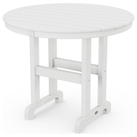 Polywood 36" Round Farmhouse Dining Table, White