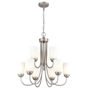 Ivey Lake Collection 9-Light 25.25" Satin Nickel Chandelier