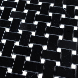 Premium Nero Marquina Basketweave Black Marble Tile - Tile