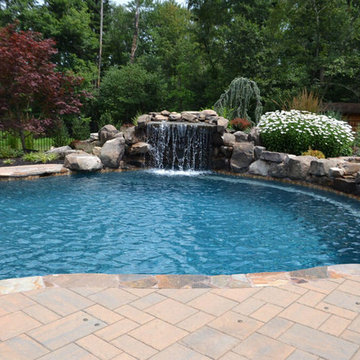 Rock Waterfall Grotto with Raised Rock Wall