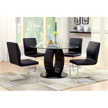 Furniture of America Moya 5-Piece Wood Round Dining Table Set in Black