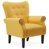 High Wingback Linen Armchair, Citrine Yellow