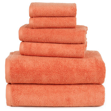 100% Cotton Zero Twist 6 Piece Towel Set by Lavish Home, Brick