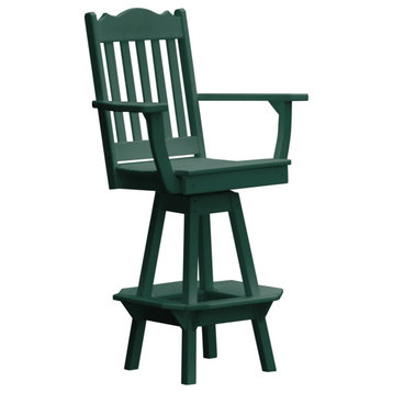 Royal Swivel Bar Chair with Arms in Poly Lumber, Turf Green