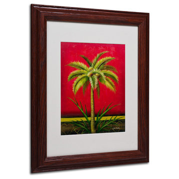 'Tropical Palm I' Matted Framed Canvas Art by Victor Giton