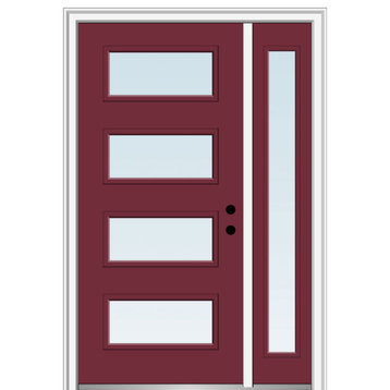 51"x81.75" 4-Lite Clear Left-Hand Inswing Fiberglass Door With Sidelite