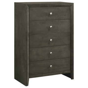 5 Drawers Chest With Metal Handles, Mod Gray