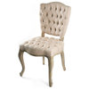French Country Tufted Hemp Linen Piaf Dining Chair