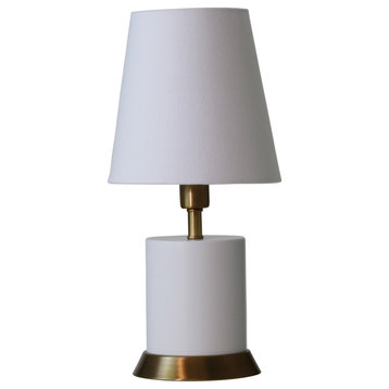 House of Troy GEO306 Geo 1 Light 12"H Vase Table Lamp - White / Weathered Brass