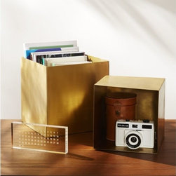 2-Piece Large Solid Brass Studio Storage Box Set | CB2 - Storage And Organization