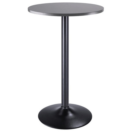 Winsome Tarah 24" Round Top Wood/Metal Bar Table in Slate Gray and Matte Black