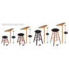 Oak Round Cushion Counter Stool With Smooth Legs