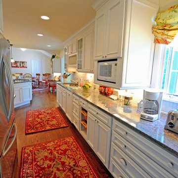 Galley kitchen & family room remodeled into a large kitchen