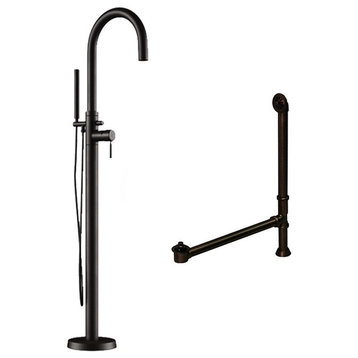 Modern Freestanding Tower Style Bathtub Faucet, Drain & Overflow Assembly- ORB