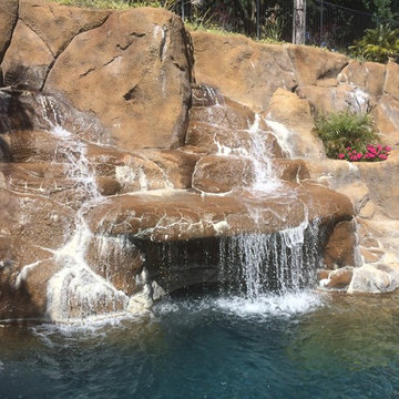 Rear Yard Extraganza Hawaiian Pool with Grotto, Cabana, BBQ, BB Hoop and More