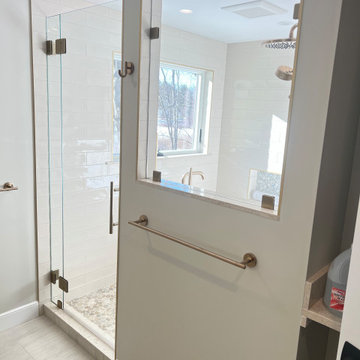 Frameless Glass Shower with Interior Glass Window