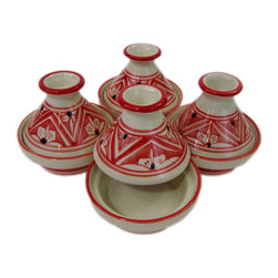 Le Souk Ceramique - Mini Stoneware Tagines, Set of 4, Nejma Design - Specialty Cookware