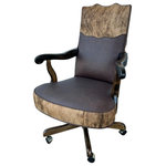 Lored - Leather and Brindle Cowhide Office Chair - This Leather and Brindle Cowhide Office Chair is a perfect complement to a western-style office! Its unique design and quality construction will invigorate the atmosphere.